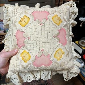 Lace/Beaded Grandmacore Heart Throw Pillow